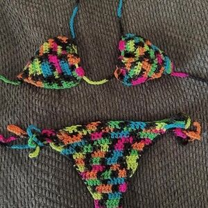 Multicolor Crochet Bikini Set